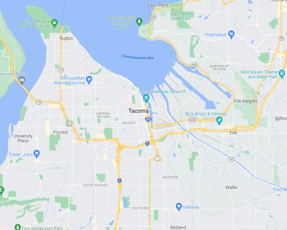 Map of Tacoma, Washington